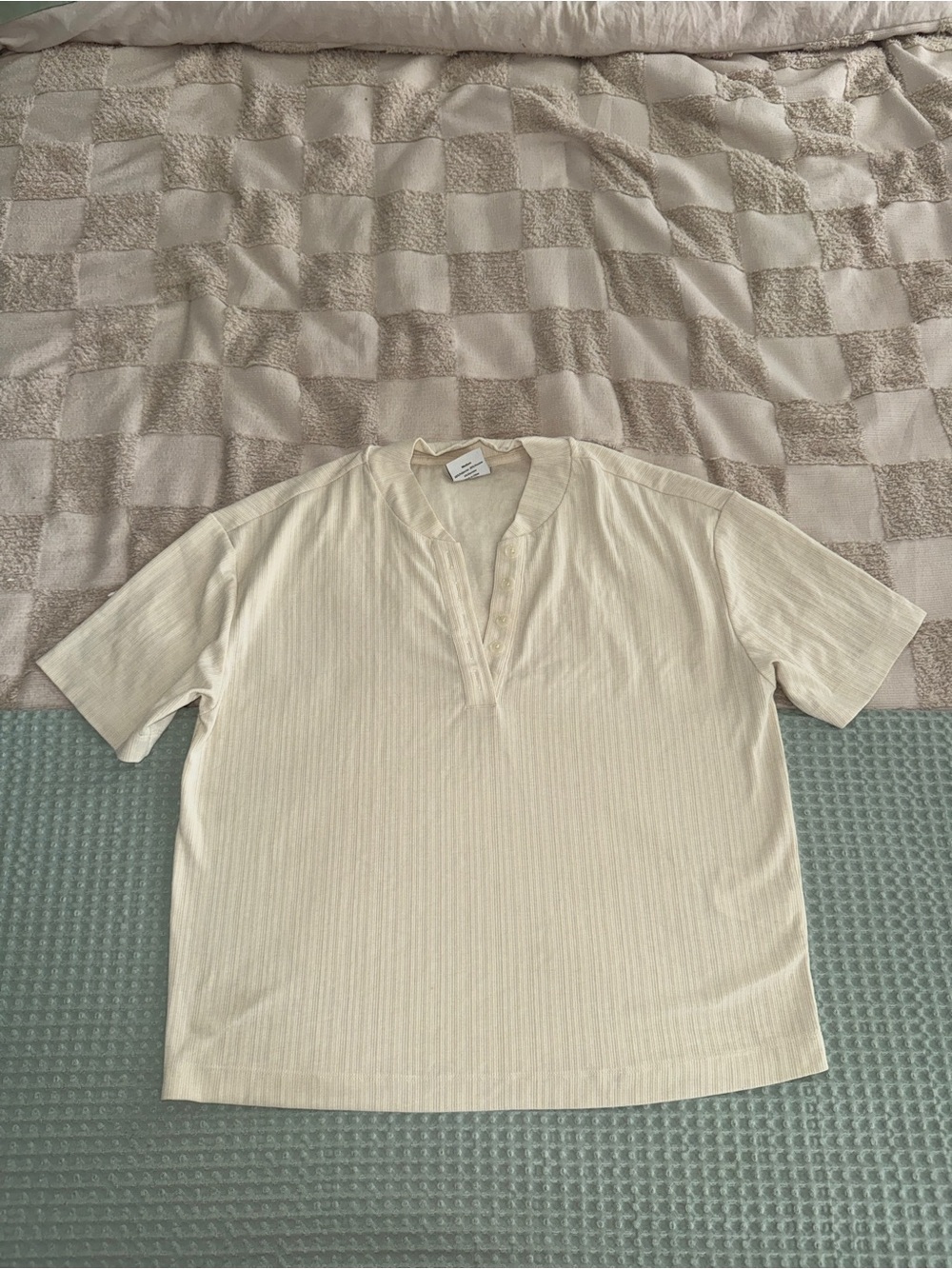Varley Kasey Mock Placket Rib Tee size M